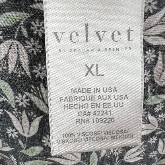 Velvet By Graham And Spencer Multi Top Floral Split Neck Pullover Sz X-Large XL - Picture 9 of 10